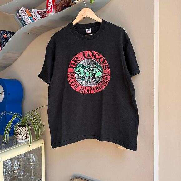Fruit of the Loom FRUIT OF THE LOOM ROCKIN' THE WORLD PAPA JOHNS PIZZA Band T-shirt Band Tee Men's XL size cotton black type Vintage Second Hand